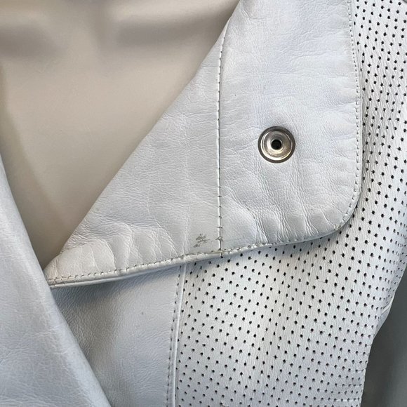 VTG Giovinezza Moda Rocco D'Amelio White Moto Leather Snap Jacket Women's L - Picture 4 of 10